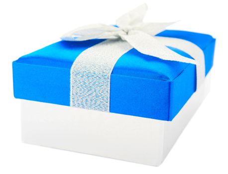 Blue gift box isolated on white background