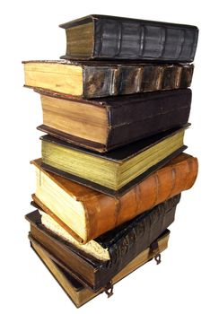 The ancient book in leather reliure on a light background