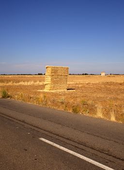Bales of hay on a field, Spanish countryside