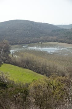 View of karst lake Doberdo, Italy