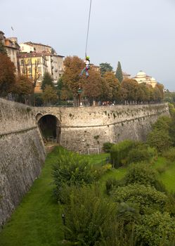 Extreme sport in Bergamo Alta - Italy