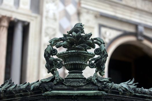 Sculpture on the gate of the Basilica of Santa Maria Maggiore, Bergamo alta - Italy