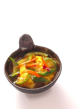 close up of indian pickled vegetables achar