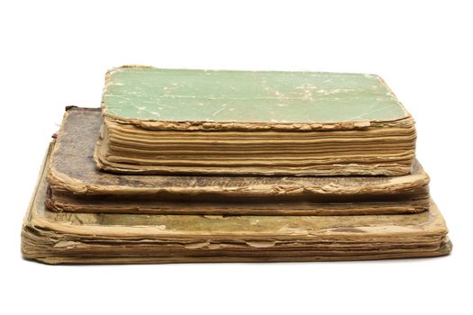 Antique old books on white