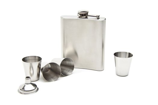 flask and portable set of cups