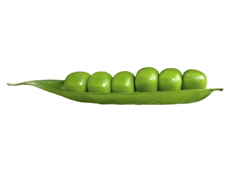 fresh green peas isolated on a white background