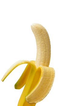 Open banana isolated on a white background