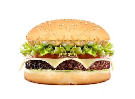 big cheeseburger isolated on white