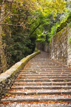 Old Staircase in the grove, Bergamo alta - Italy