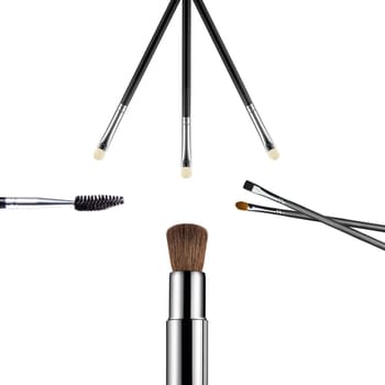 Set of professional makeup brushes