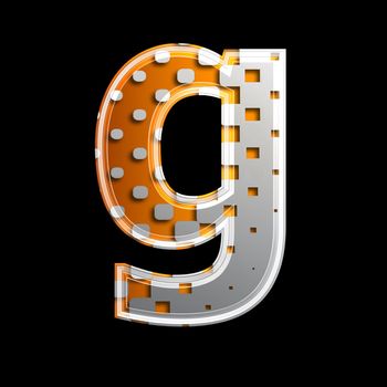 halftone 3d letter isolated on black background - G