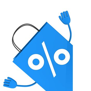Blue sale percent bag wave behind wall
