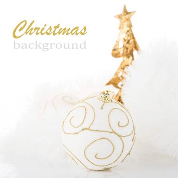 Christmas decorations on white background.