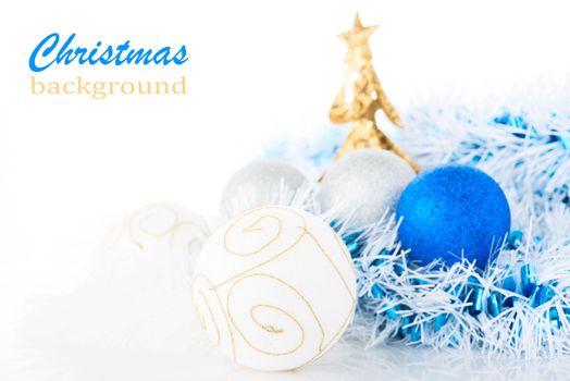 Christmas decorations on white background.