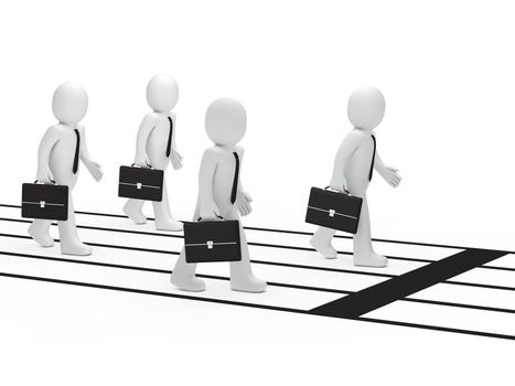 Business men with briefcase run for success
