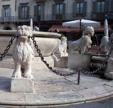 The Contarini fountain in the city of Bergamo Alta, Italy