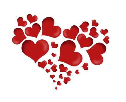 Heart shape concept design with small hearts on isolated