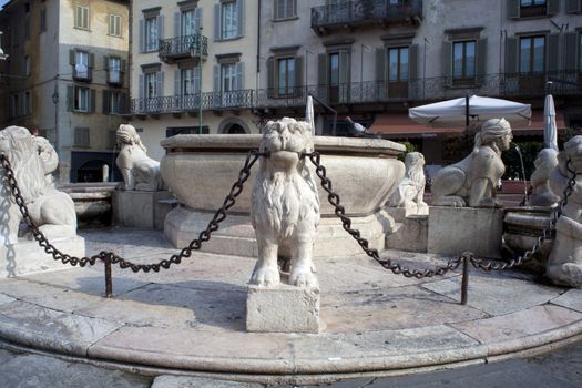The Contarini fountain in the city of Bergamo Alta, Italy