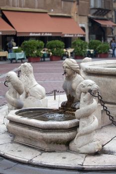 The Contarini fountain in the city of Bergamo Alta, Italy