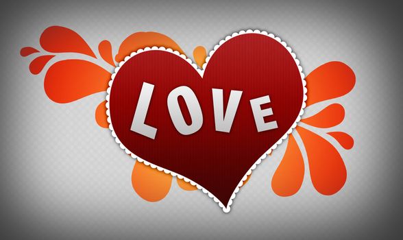 Red heart on gray background