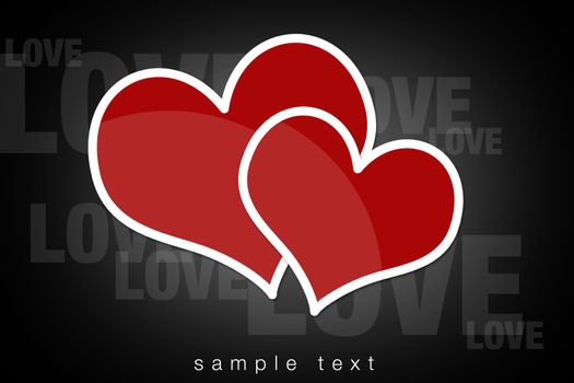 Red heart on black background