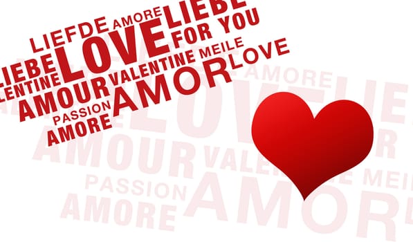 Words for valentines day on white with heart