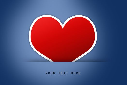 Red heart on blue back ground with sample text