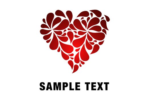 Abstarct heart with sample text for postcard