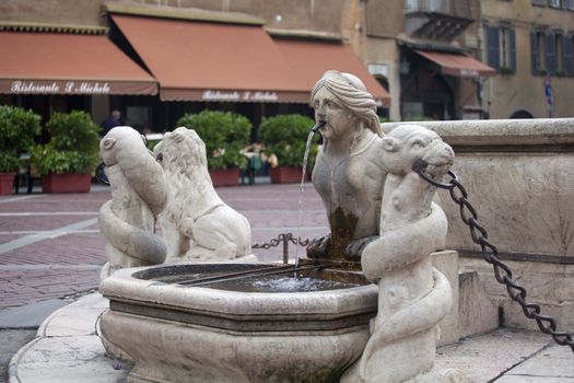The Contarini fountain in the city of Bergamo Alta, Italy