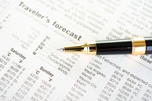 Weather in Newspaper with Pen