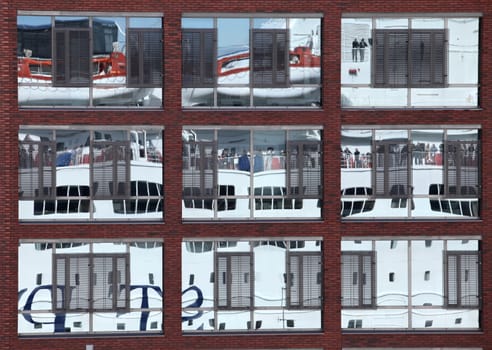 Office building window reflections