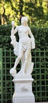 a copy  Antique  marble sculpture  allegory of the " true "  (Roman mythology). Situated in Summer Garden in St. Petersburg, Russia