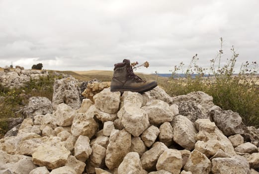 Worn Boats on the cairn, way of St. James