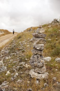 Pilgrim, Way to St. James in Spanish countryside