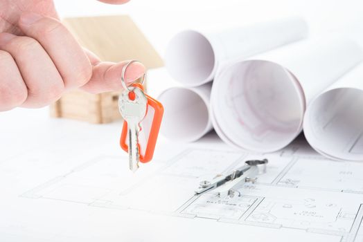 Blueprints hand with keys