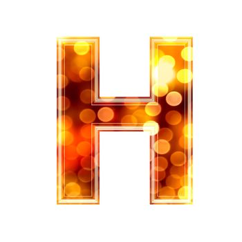 3d letter with glowing lights texture - H