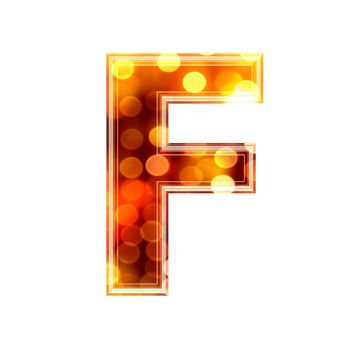 3d letter with glowing lights texture - F