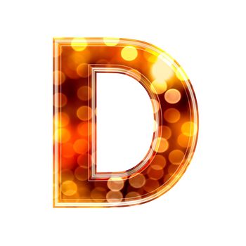 3d letter with glowing lights texture - D