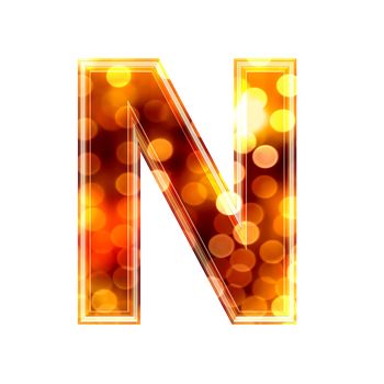 3d letter with glowing lights texture - N
