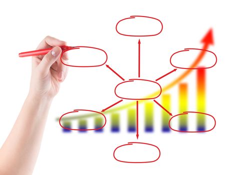 Hand drawing a diagram of business process