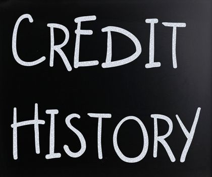 "Credit history" handwritten with white chalk on a blackboard