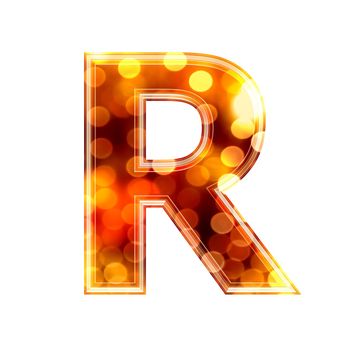 3d letter with glowing lights texture - R