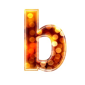 3d letter with glowing lights texture - b