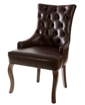 Brown leather arm-chair isolated on white background
