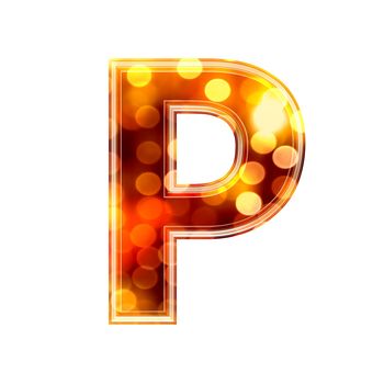 3d letter with glowing lights texture - P