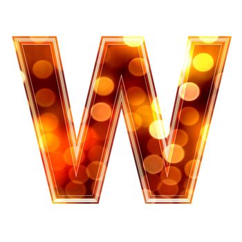 3d letter with glowing lights texture - W