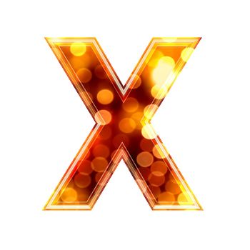 3d letter with glowing lights texture - X