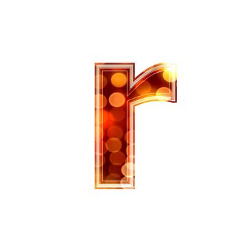 3d letter with glowing lights texture - r