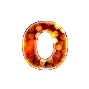 3d letter with glowing lights texture - o