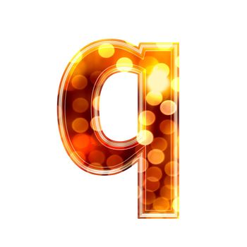 3d letter with glowing lights texture - q